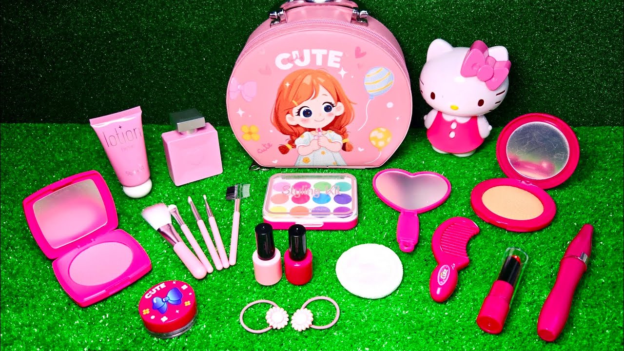 4 Minutes Satisfying with Unboxing HELLO KITTY Makeup Beauty Fashion Set ASMR No Talking
