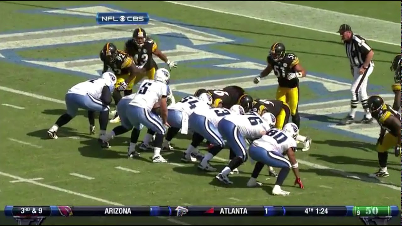 Troy Polamalu Jumps Over the Line of Scrimmage to Make the Goal Line Tackle for a Loss (2010 Week 2)