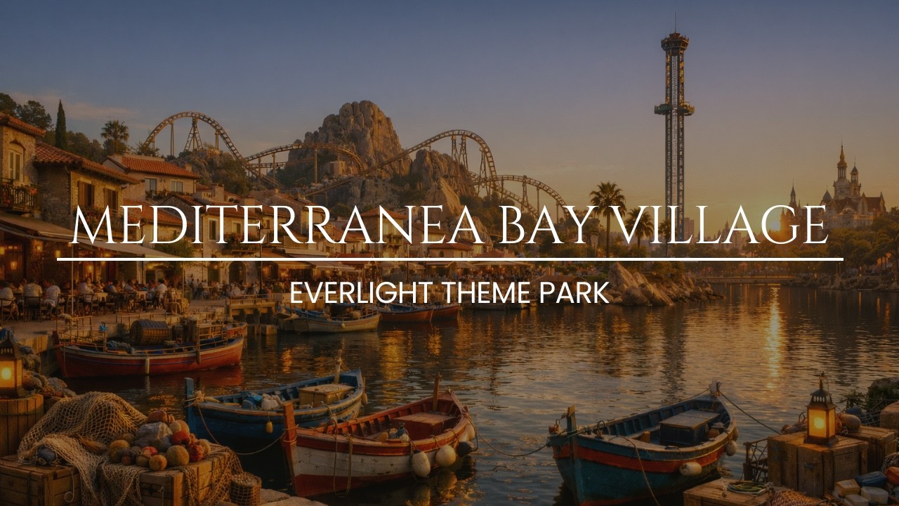 Mediterranea Bay Village | Warm Sunset Theme Park Ambience & Relaxing Music
