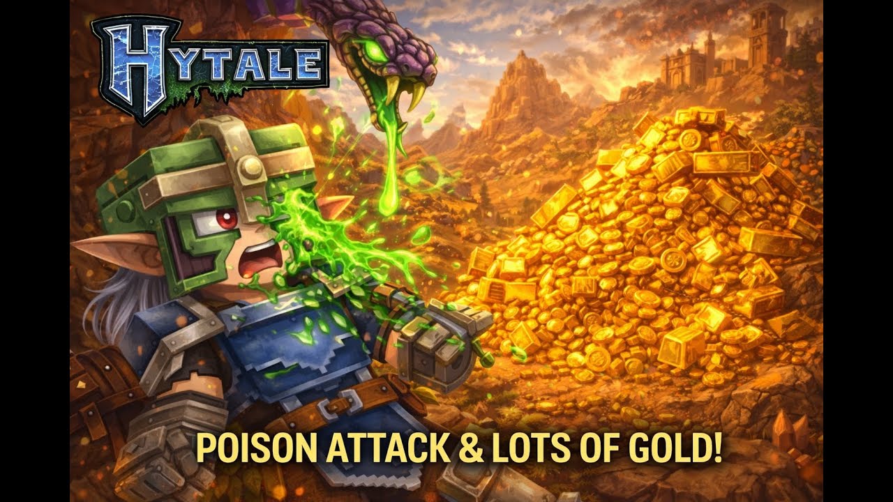 Hytale | Desert Biome Surprise: Poison Strike and a Huge Gold Find | No Commentary