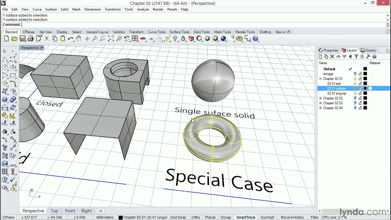 Rhino Tutorial: Understanding curves, surfaces, and solids
