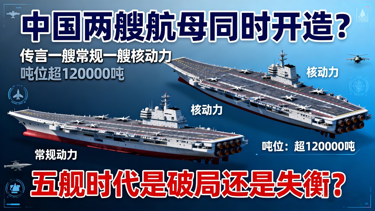 中国两艘航母同时开造，五航母时代是破局还是失衡？004和005号航母谁是核动力？#004航空母舰 #004carrier #005航空母舰 #中国航母 #中国海军