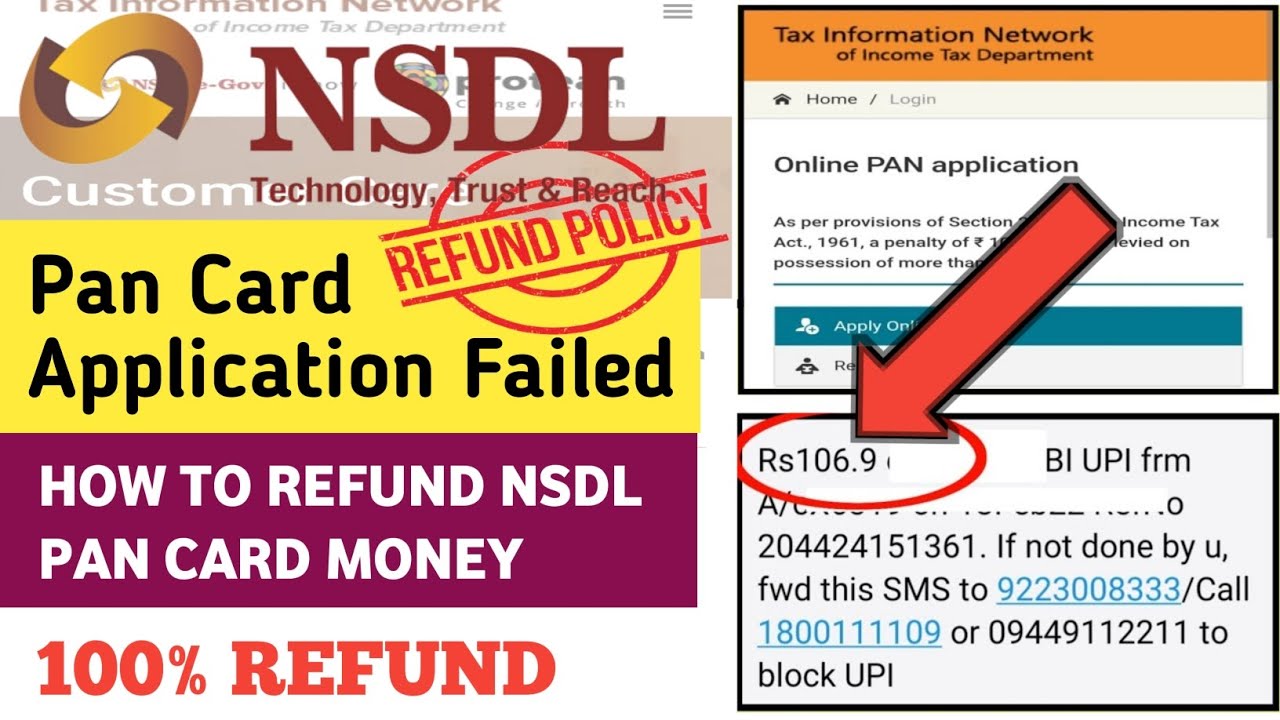 How To Get Refund Nsdl Pan Card Money When Application Is Unsuccessful In Malayalalam 2022