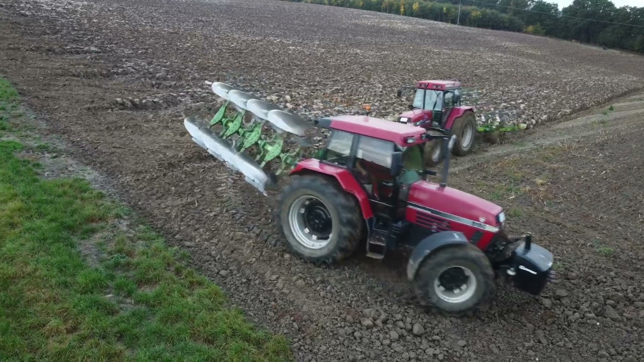 Ackern mit 2 Case Maxxum 5150 und 2 Gassner 4 Schar Pflüge
