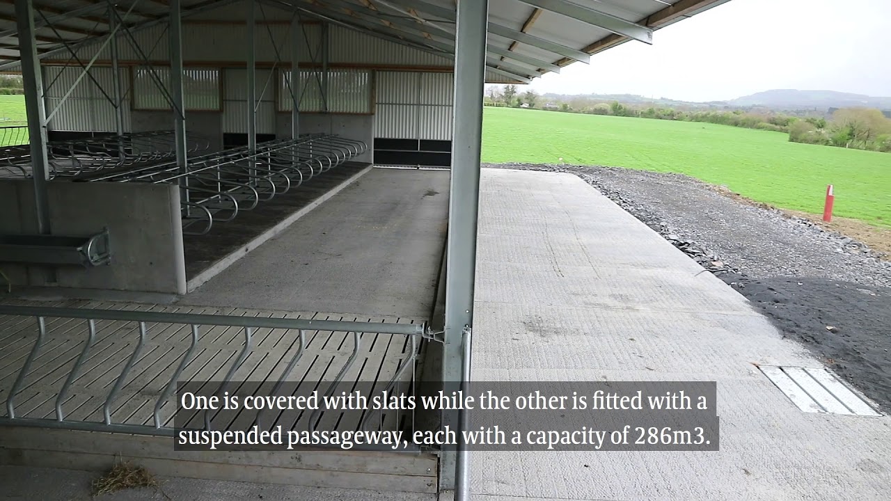 Farm buildings: ample slurry storage in 64 cubicle shed