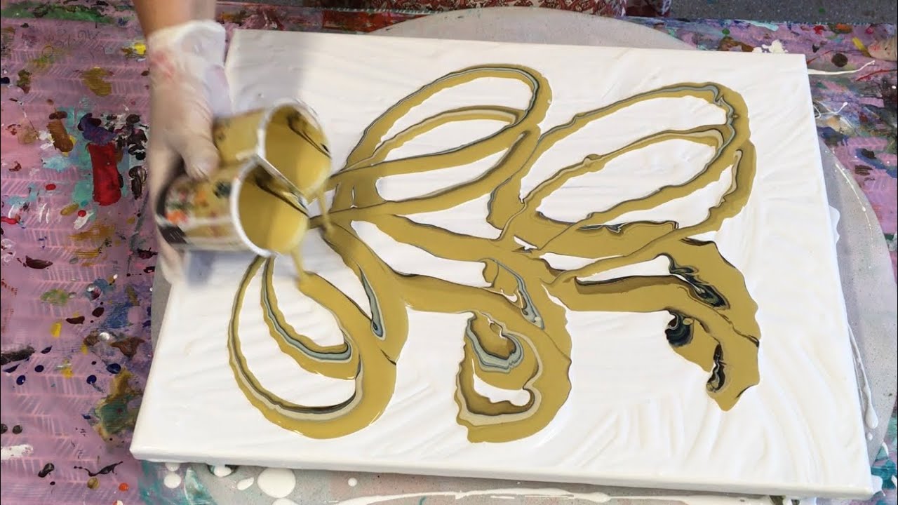 Amazing Split Twin cup figure 8 acrylic pour for stunning  effects on canvas