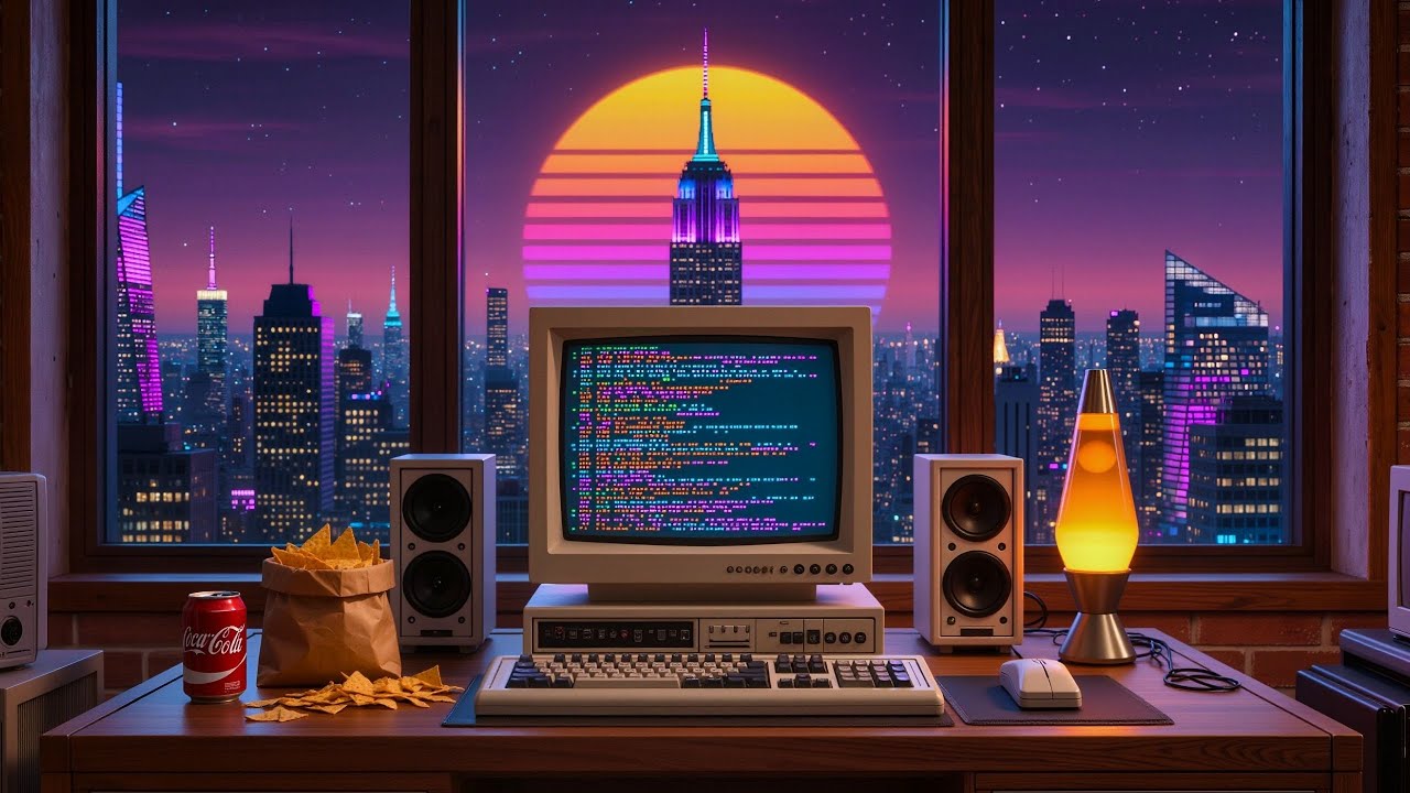 Terminal 1985 Never Sleeps | Retro Synthwave Lofi Coding Stream | Chill Music & Nostalgia Vibe 24/7