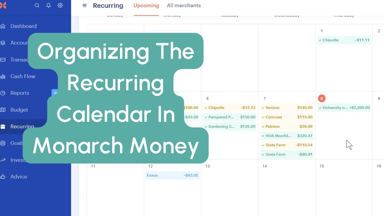 Recurring Calendar Tips and Tricks In Monarch Money
