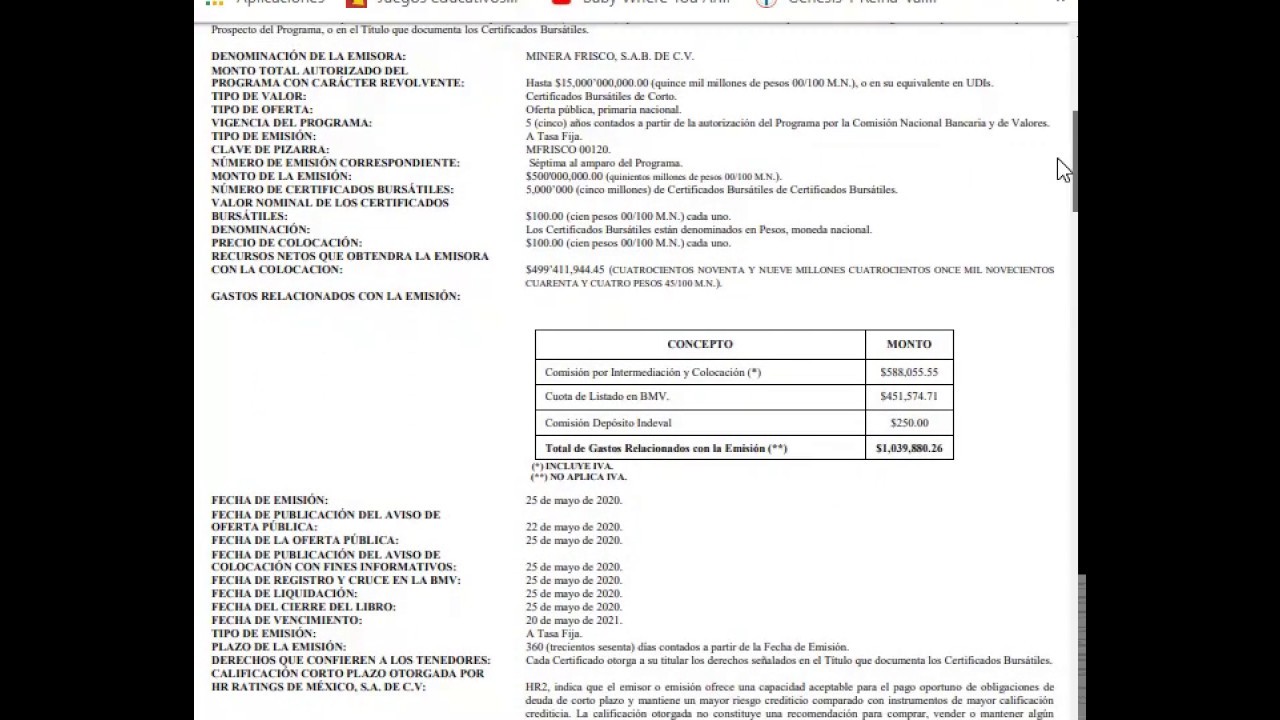 Partes certificado bursatil (bono)