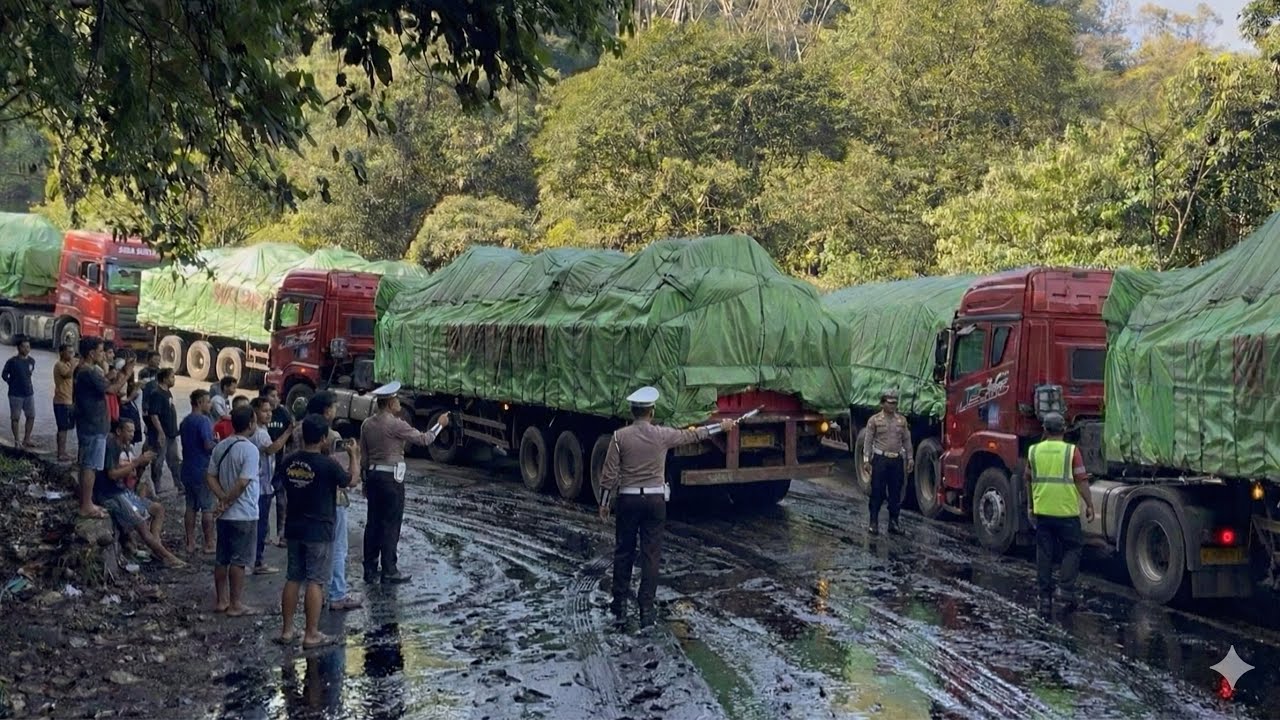Luar Biasa Sulit‼️ Drama Terburuk Truk Raja Jalanan Disiksa Habis Habisan Lewati Jalan Penuh Minyak
