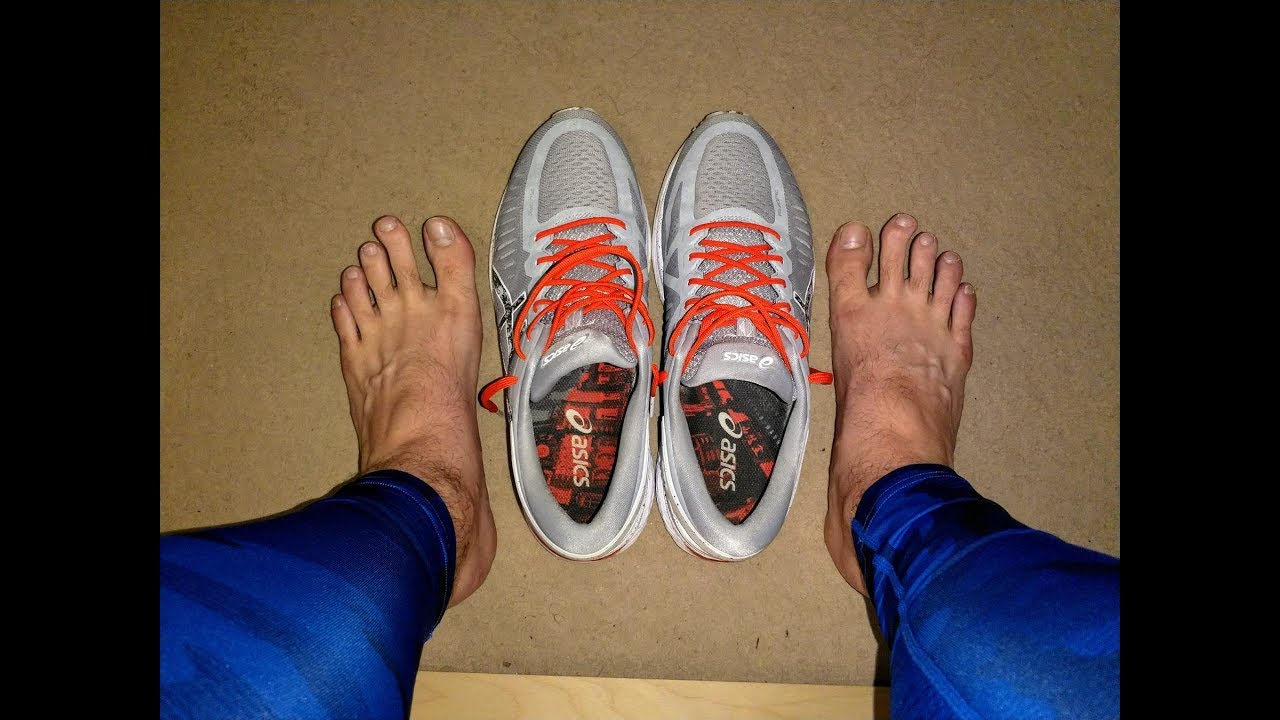 His sockless Asics Metarun before and after running