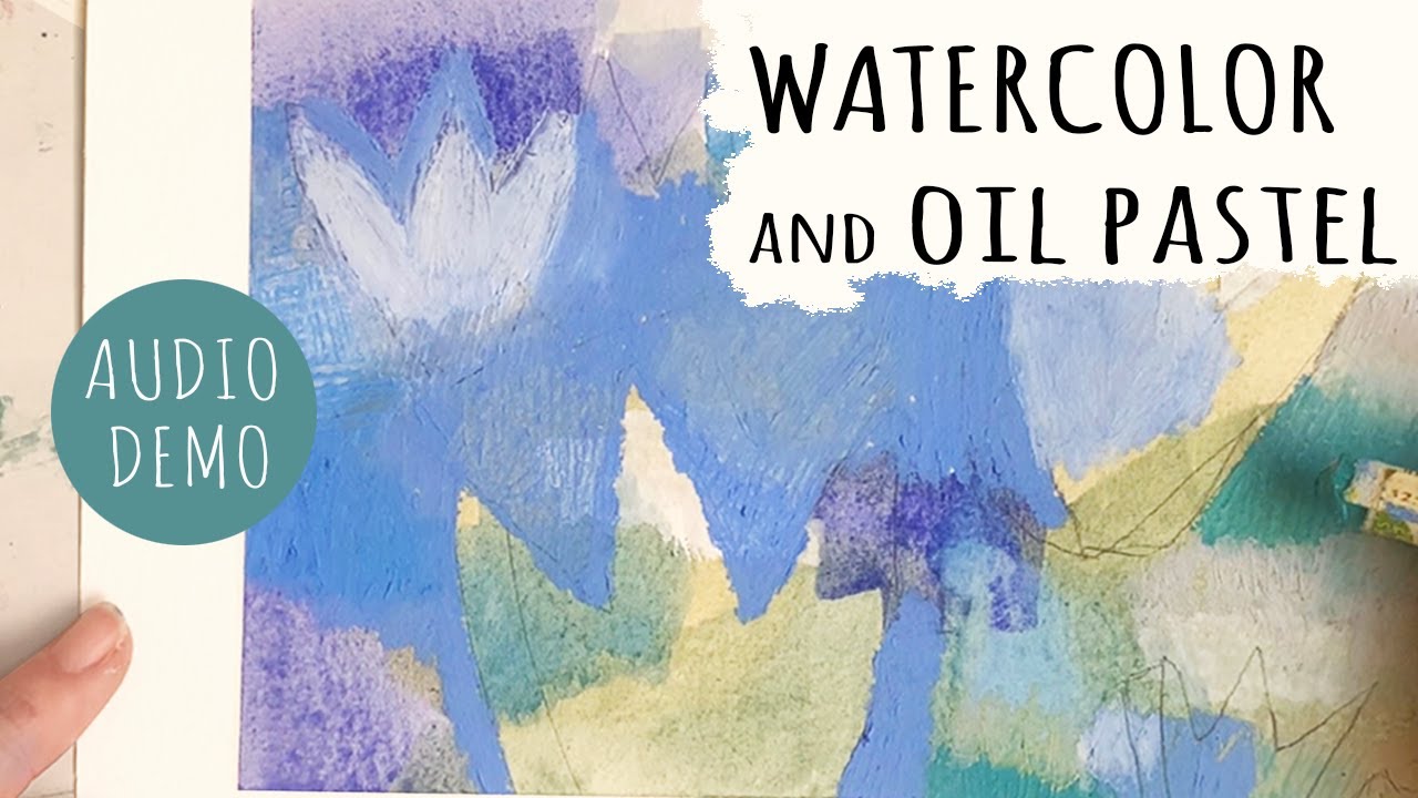 Watercolor and Oil Pastel Tutorial, Nature Inspired Abstract Painting