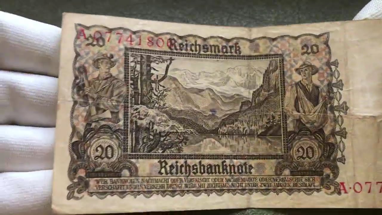20 Reichsmark banknote 1939, Germany, VF