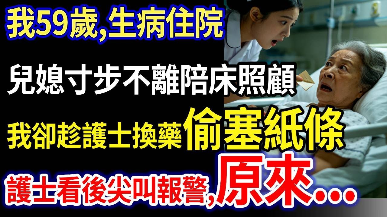 我59歲，生病住院，兒媳寸步不離陪床照顧，我卻趁護士換藥塞紙條，護士看後尖叫報警，原來...#家庭故事 #感人故事 #家庭倫理 #感人故事 #真實生活