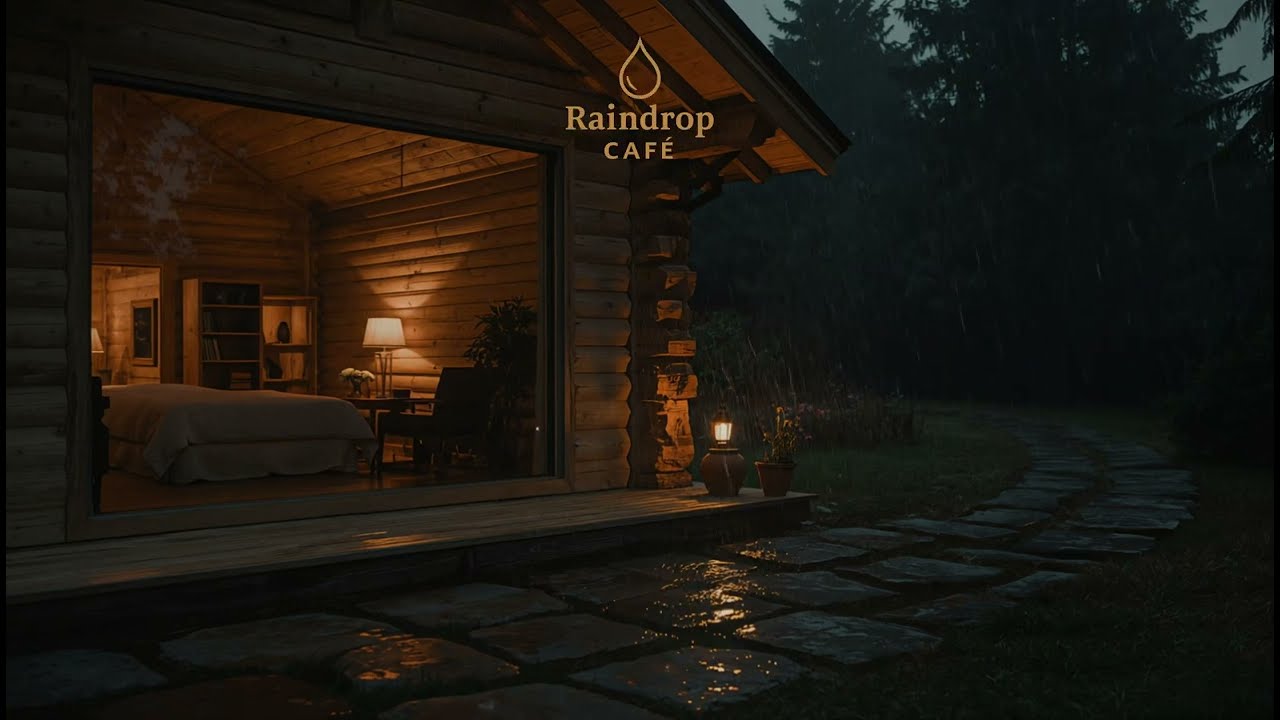 Gentle Rain for Sleep – Cozy Forest Cabin by a Stone Path | No Thunder | 4.5 Hours