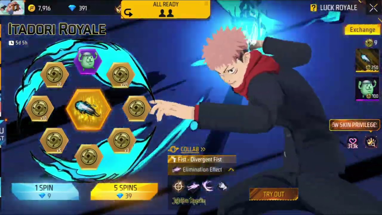 Completed All Recent Events on Free Fire Max x JJK Collab | Crystal royale spin | Cosmic Event  spin