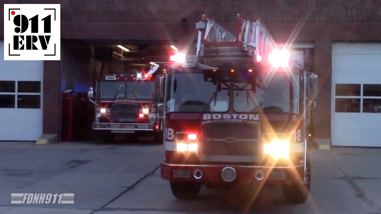 Boston Fire Ladder 18 and Old Engine 39 Responding