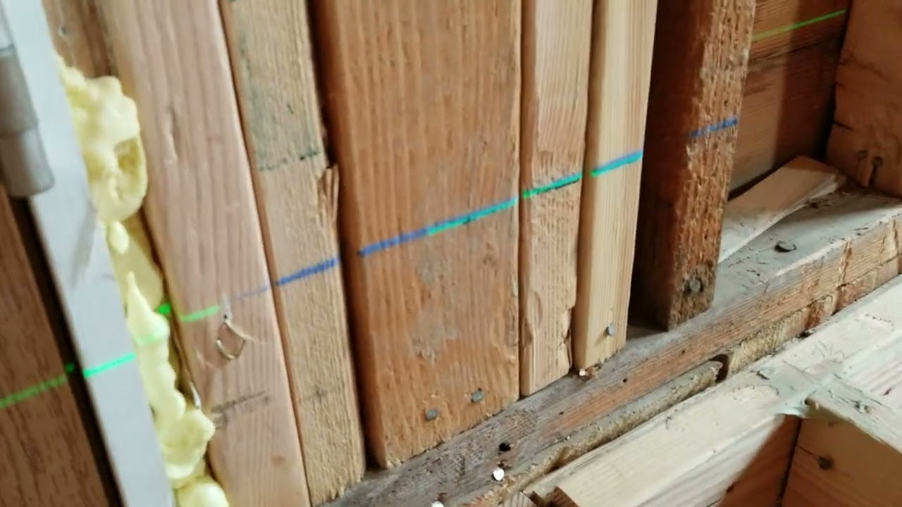 laser level and reframe old sagging floor