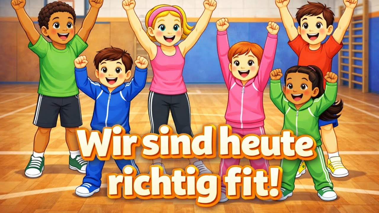 Wir sind heute richtig fit! 💪 | Bewegungslied für Kinder | Mitmachlied Turnhalle“