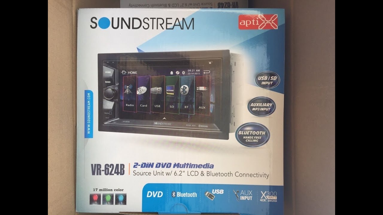 SOUNDSTREAM VR-624B DOUBLE DIN UNBOXING AND REVIEW