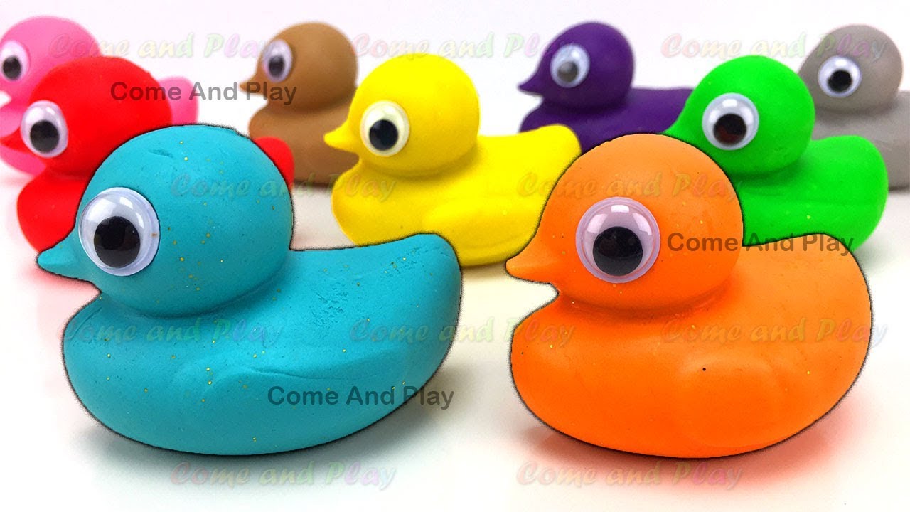 Learn Colors with Play Doh Ducks and Disney Molds with Surprise Toys