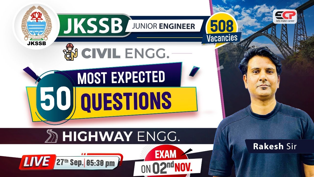 🎯 JKSSB JE Civil 50 Most Expected Questions Series | Exam 02nd Nov. 2025 | LIVE @5:30PM | ECP