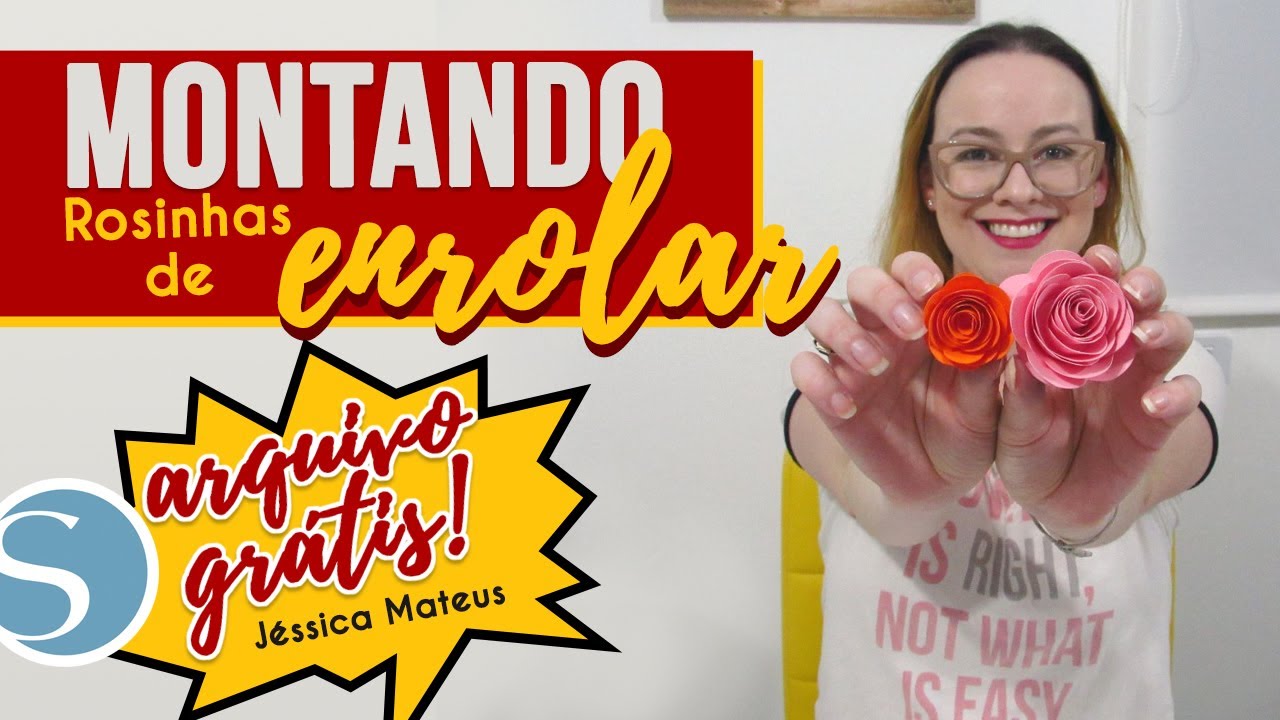 TUTORIAL - Mini rosa de papel - ARQUIVO GRÁTIS - Jessica Mateus