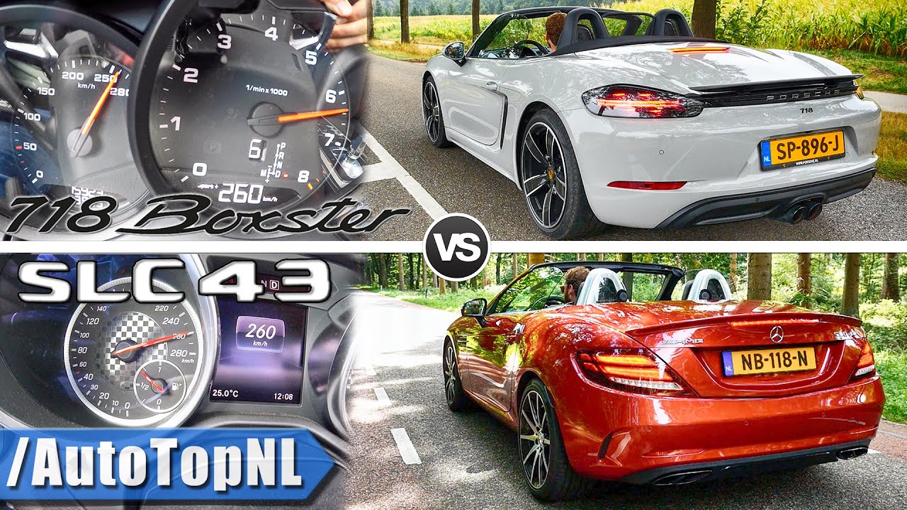 Porsche 718 vs AMG SLC 43 | 0-240km/h Exhaust SOUND & AUTOBAHN POV by AutoTopNL