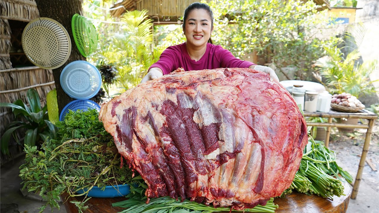 Amzing cooking skills: Big cow ribs cooking by Mommy chef | Cow ribs recipe