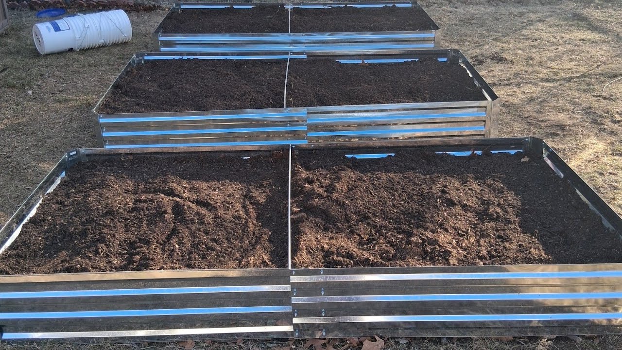 Garden bed ready for plants vegetables in April 2026