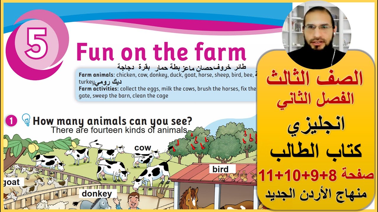 الصف الثالث انجليزي المنهاج الجديد كتاب الطالب صفحة 8 + 9 + 10 + 11 رائد المساعيد دروس منهاج الاردن