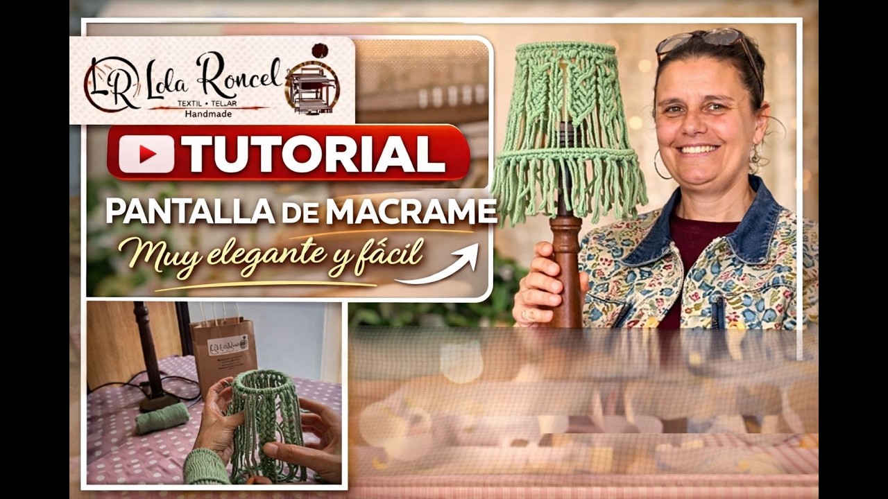 Aprende Macramé🧶Pantalla de lámpara fácil y elegante 🧶Tutorial 