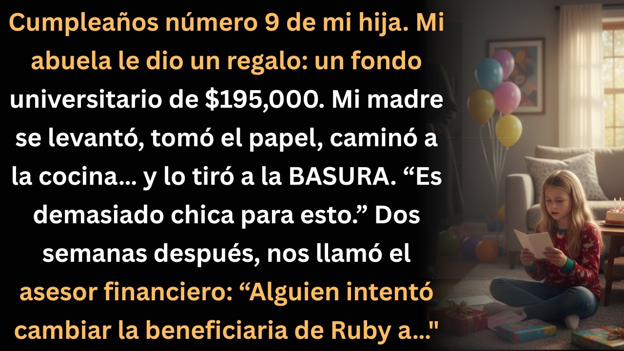 Mi abuela le regaló $195,000 a mi hija… mi madre lo tiró a la basura.