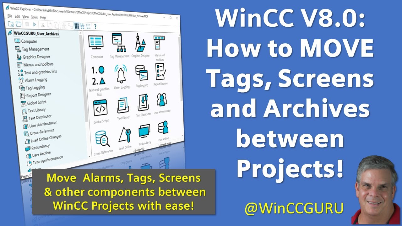 WinCC 7.5/8 - How to move Tags, Screens & Archives between projects 🧳🚐 #winccguru