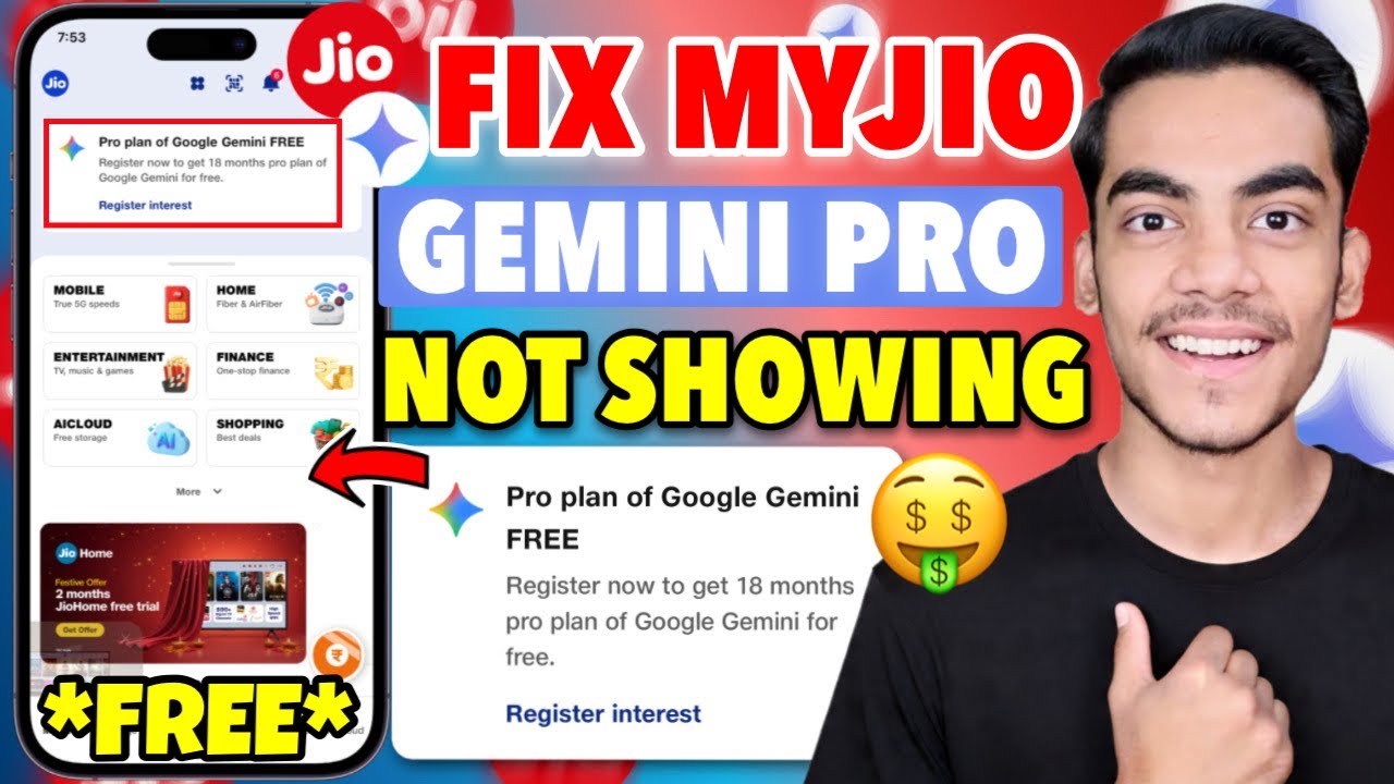 Fix FREE Gemini Pro Not Showing in My Jio App | How To Get Gemini Pro For Free In Jio App