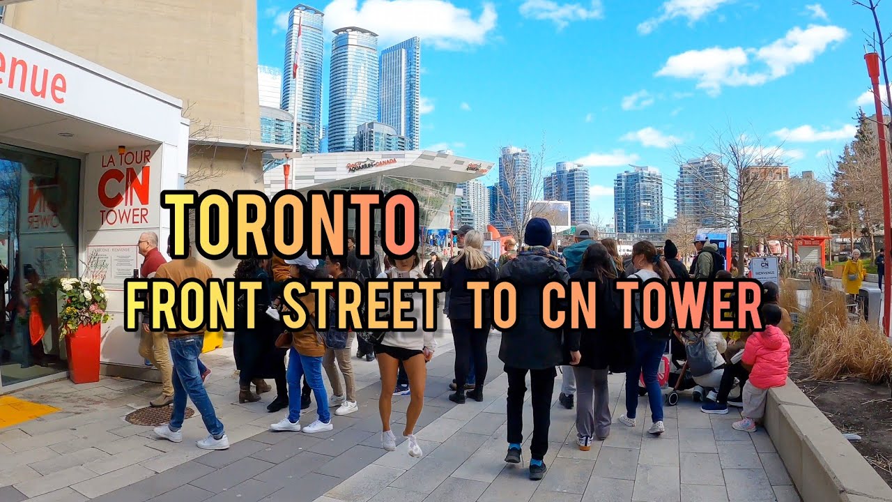 Toronto Walking Tour, Front Street To CN Tower Downtown Toronto Canada, 4K