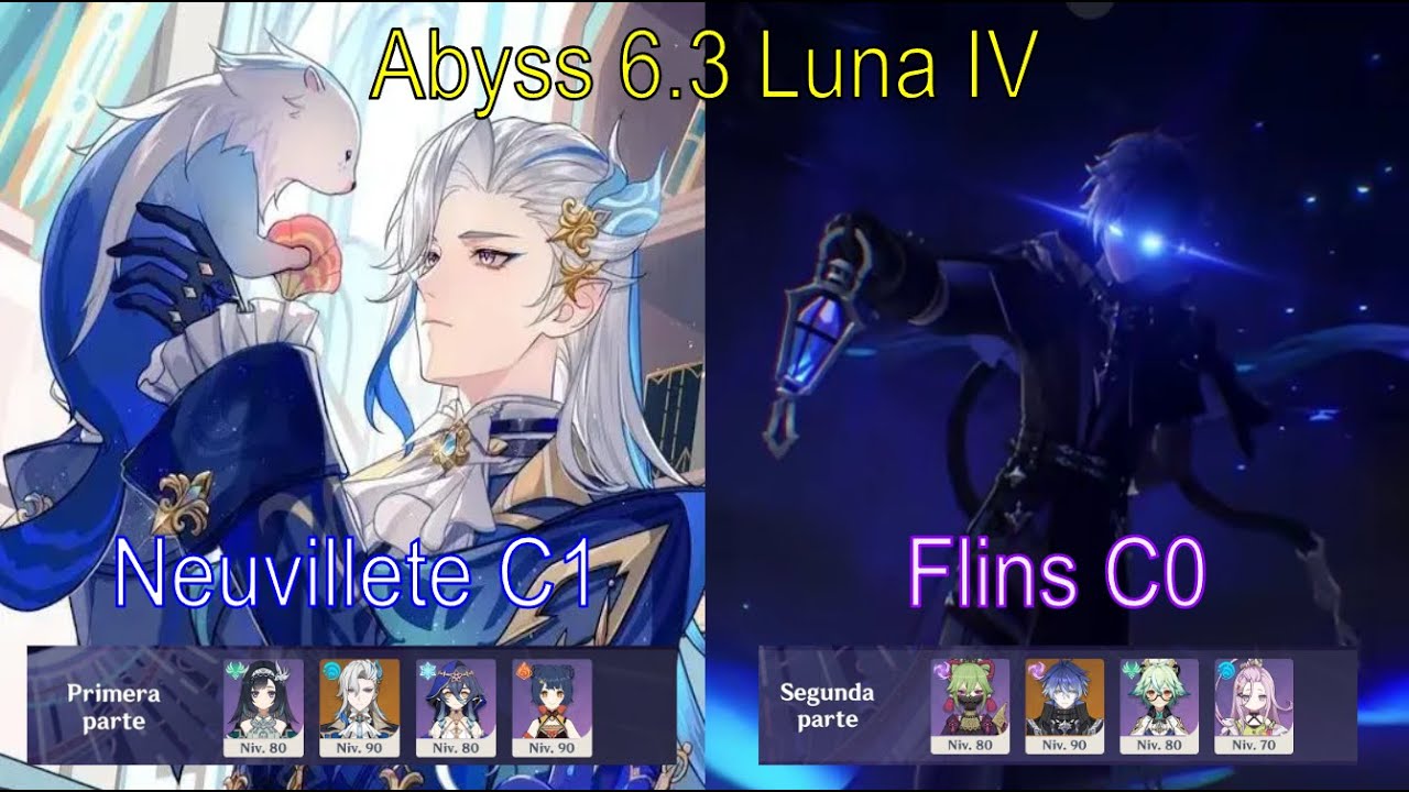 Spiral Abyss 6.3 Luna IV | Neuvillete C1 & Flins C0 Full 4* Support | Genshin Impact