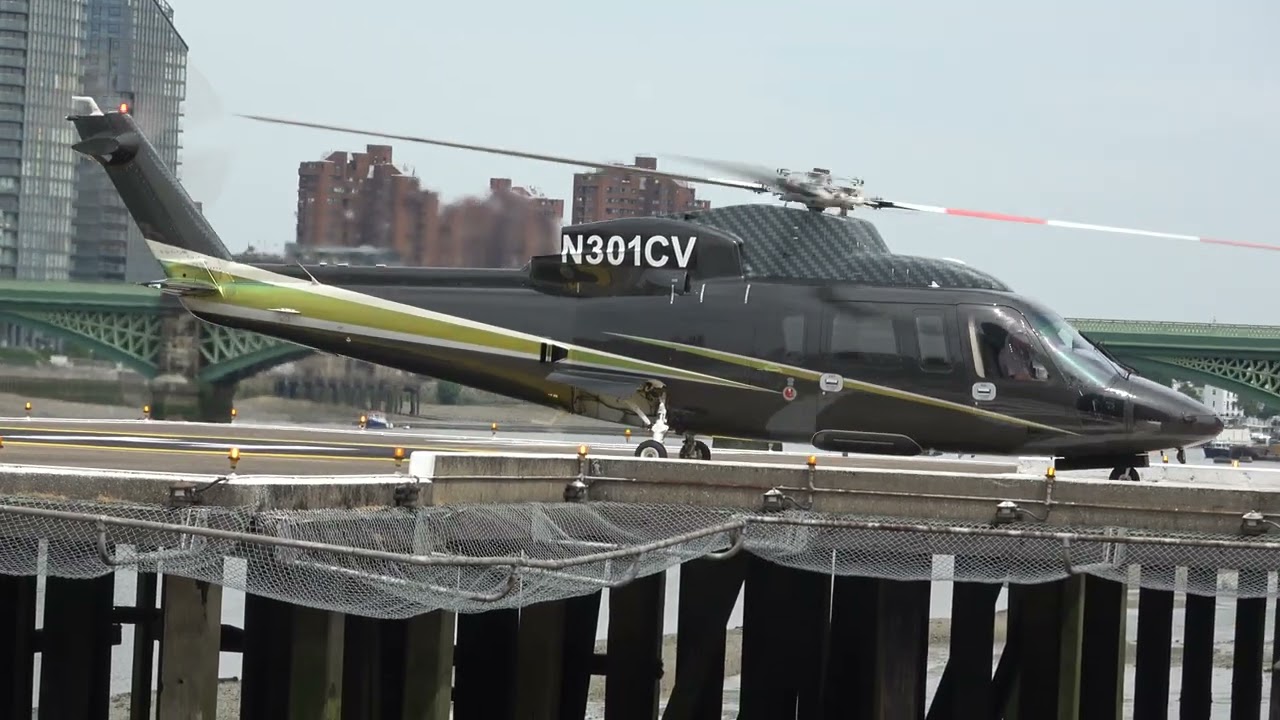 N301CV SK76 FLEXJET ARRIVING AND DEPARTING LONDON BATTERSEA HELIPORT 23-6