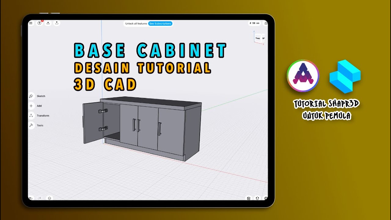 3D DESAIN BASE CABINET DI IPAD TUTORIAL #shapr3d #tutorial #ipadpro #ipad