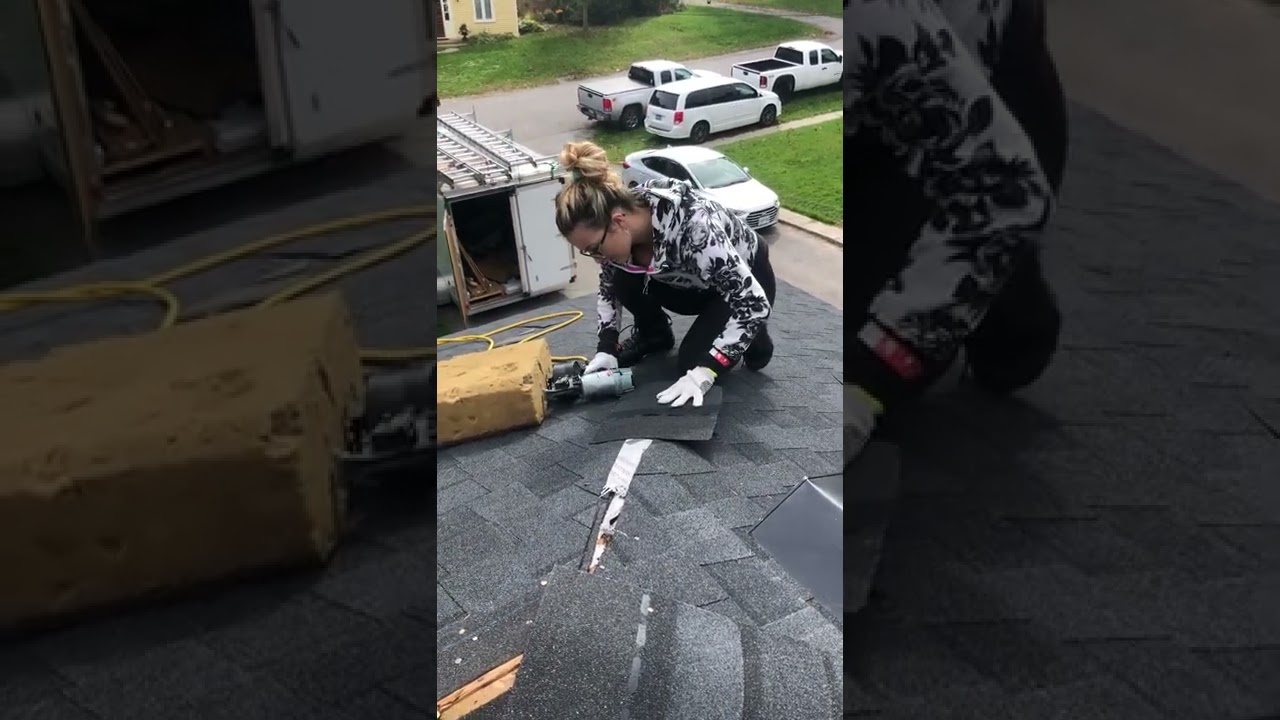 Ridge cap installation on roof