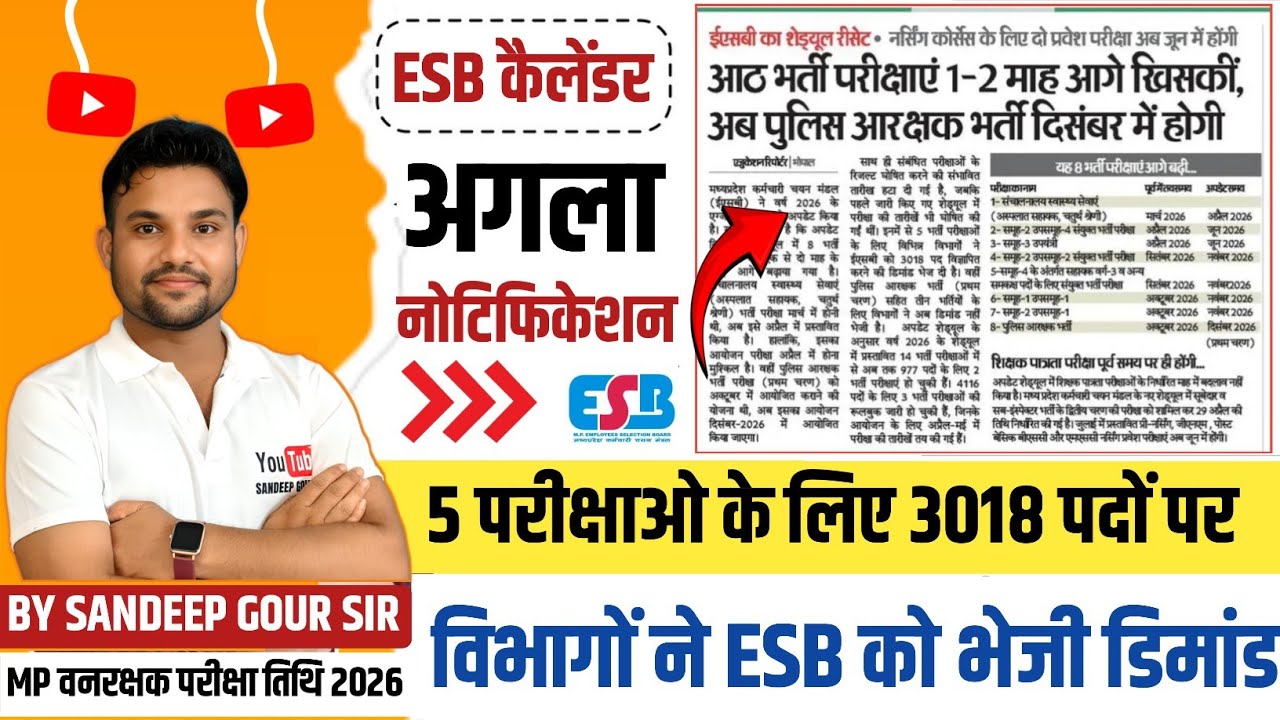 ESB CALENDAR 2026 | HOSPITAL ASSISTANT | GROUP 2 SUB GROUP 4 NOTIFICATION 2026 MP FOREST GUARD 2026