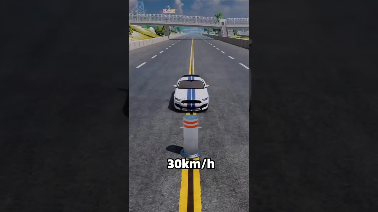 Car vs Steel Pole Crash Test 