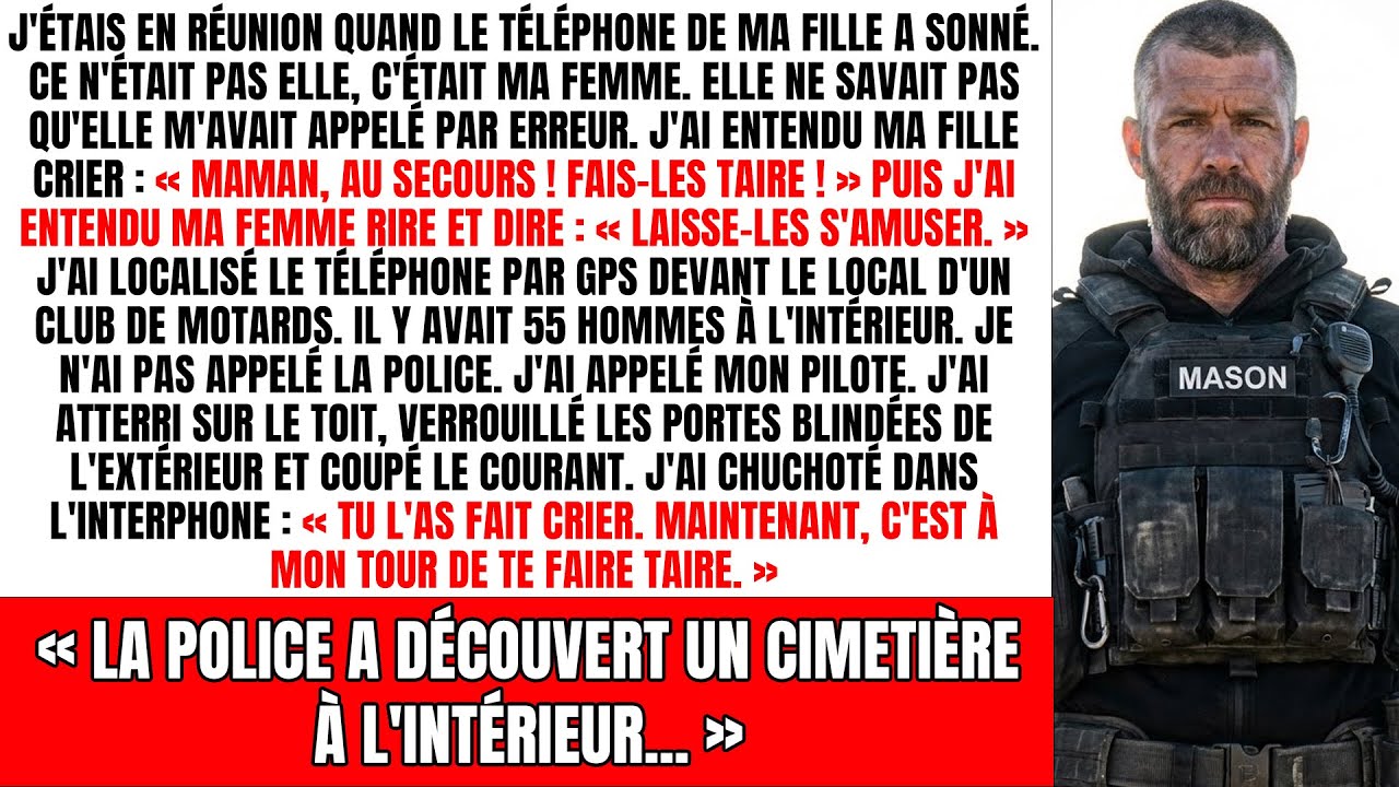 55 motards violent ma fille au local – père milliardaire militaire ferme les portes et les abat.