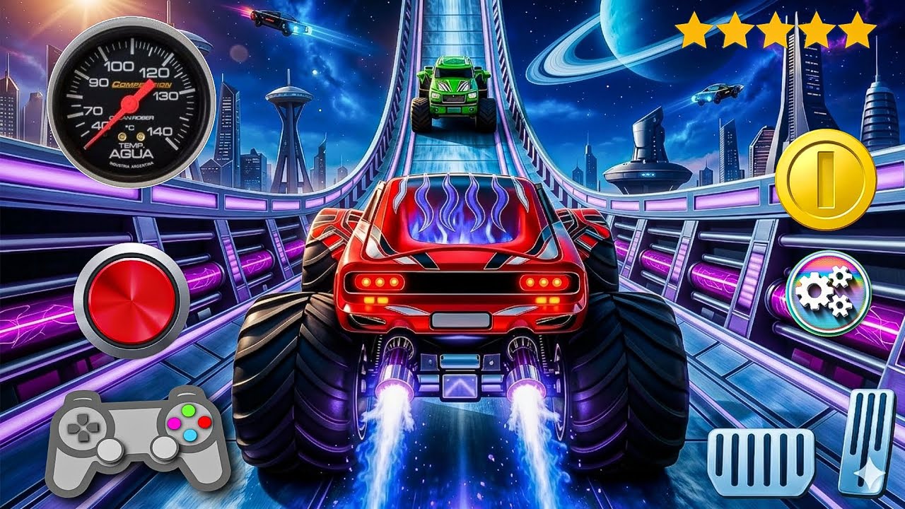 (Part -1) 💥 Monster Truek Mega Ramp Extreme Racing Mega Ramp Extrme