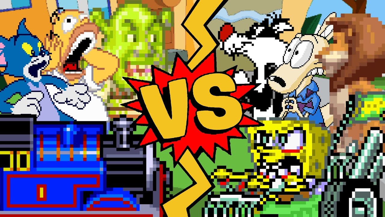 M.U.G.E.N Battles | Shrek/Homer/Thomas the Tank Engine/Tom vs Alex/SpongeBob/Rocko/Sylvester