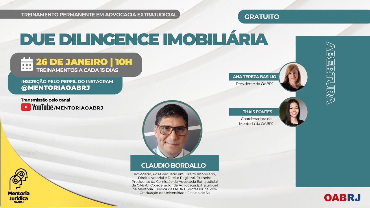 DUE DILIGENCE IMOBILIÁRIA - Treinamento em Advocacia Extrajud - 26/01 - 10H