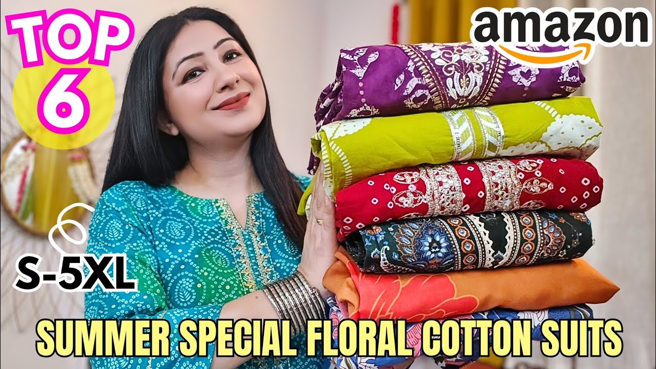Amazon 🎀 Affordable Summer Kurta Set Haul 🎀 Floral Print Kurta Pant & dupatta / Pure Cotton Suit Set