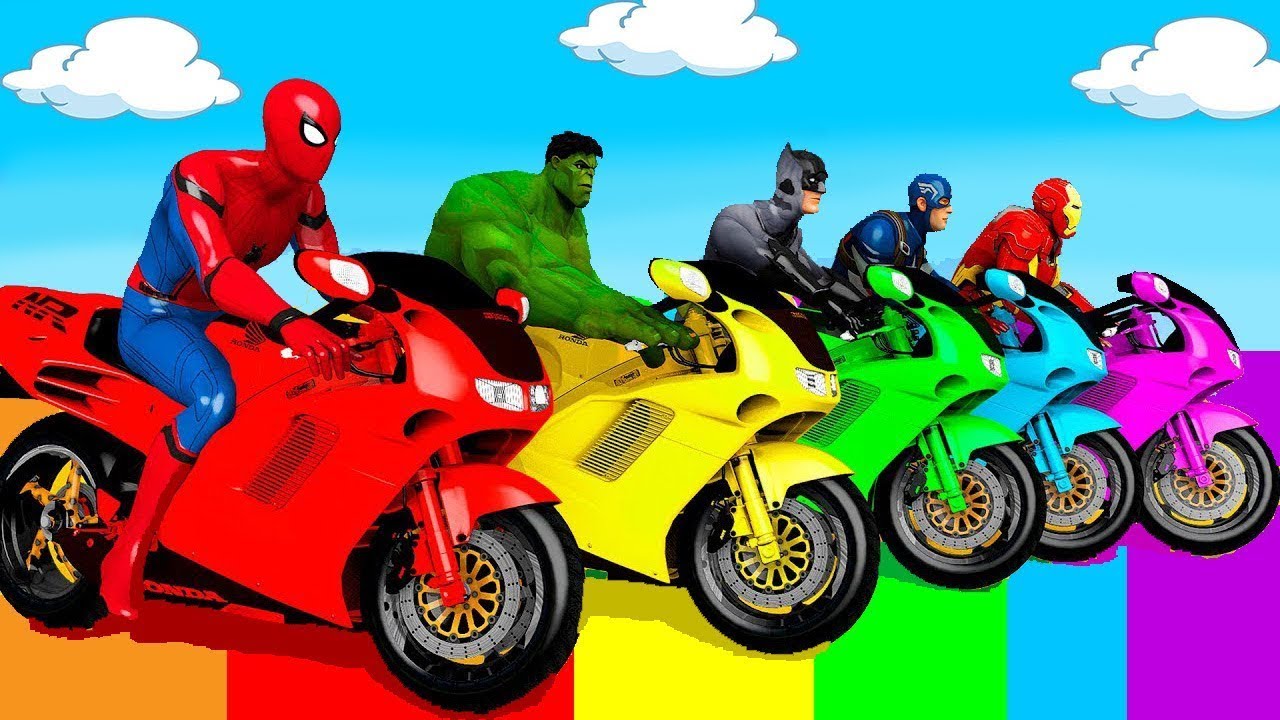 SPIDER MAN Takes on Spiral Bridge Stunt Ride on Motorcycle🦺🥽بطال الخارقين على القضبان دوامة قمع