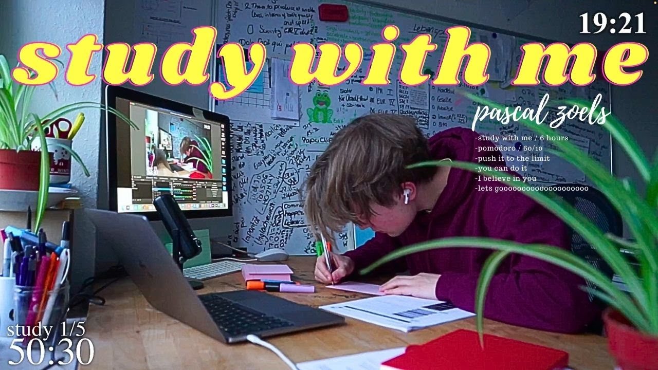 6 HOURS study with me 📚☔️ rain sounds &  pomodoro - 60/10 -
