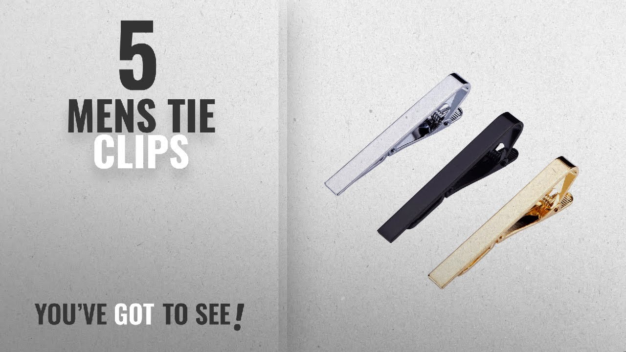 Top 10 Mens Tie Clips [2018]: 3 Pieces Mens Ties Bar Clips Silk Tie Bar Set, Silver, Black and